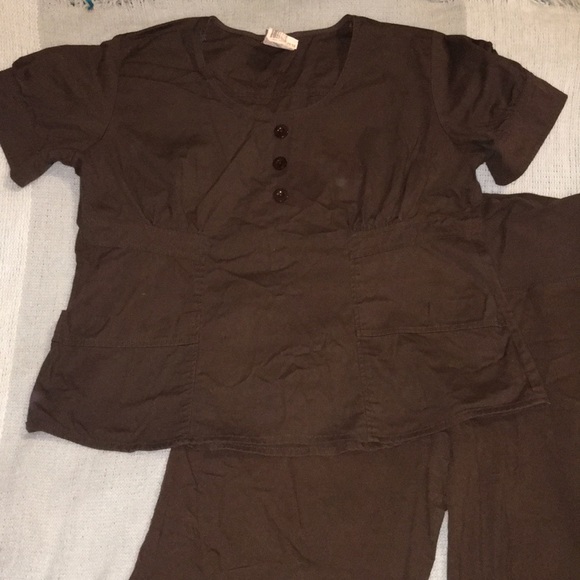 Landau* Chocolate Brown Scrub Set - Picture 1 of 8